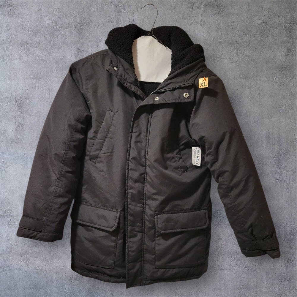 Old Navy Black Hooded Puffer Jacket